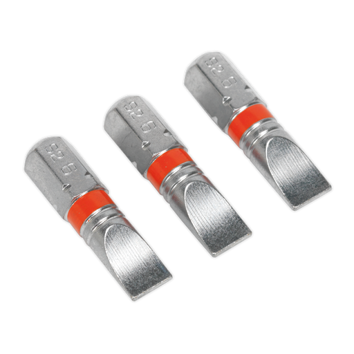 Sealey - AK210509 Power Tool Bit Slotted 6mm Colour-Coded S2 25mm Pack of 3 Hand Tools Sealey - Sparks Warehouse