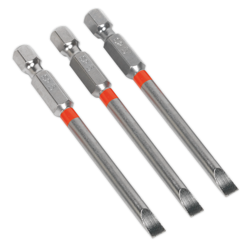 Sealey - AK210517 Power Tool Bit Slotted 5mm Colour-Coded S2 75mm Pack of 3 Hand Tools Sealey - Sparks Warehouse