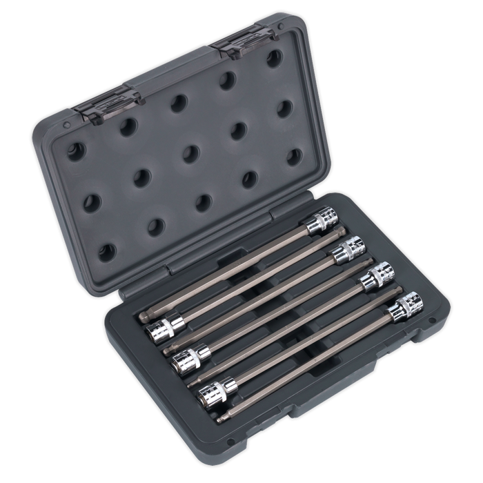 Sealey - AK2188 Ball-End Hex Socket Bit Set 7pc 3/8"Sq Drive 200mm Hand Tools Sealey - Sparks Warehouse
