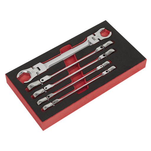 Sealey - AK2652 5pc Flexi-Head Flare Nut Spanner Set Hand Tools Sealey - Sparks Warehouse
