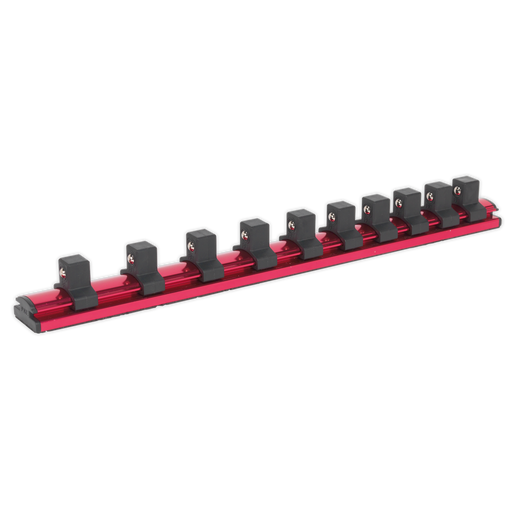 Sealey - AK27084 Socket Retaining Rail Magnetic 1/2"Sq Drive 10 Clips Hand Tools Sealey - Sparks Warehouse