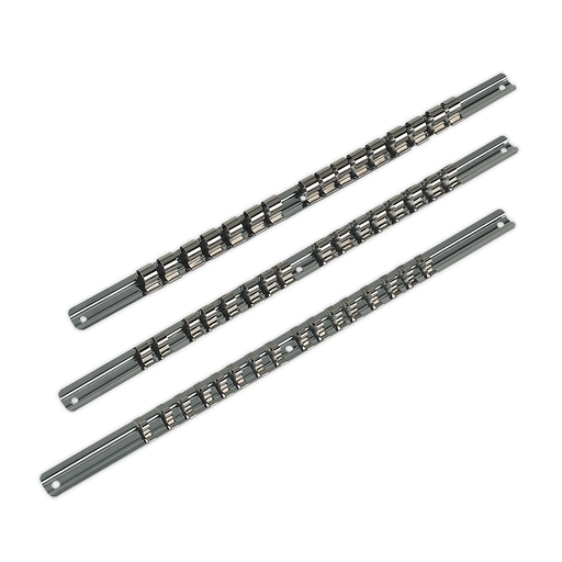 Sealey - AK270 Socket Retaining Rail Set 3pc 1/4", 3/8" & 1/2"Sq Drive Hand Tools Sealey - Sparks Warehouse