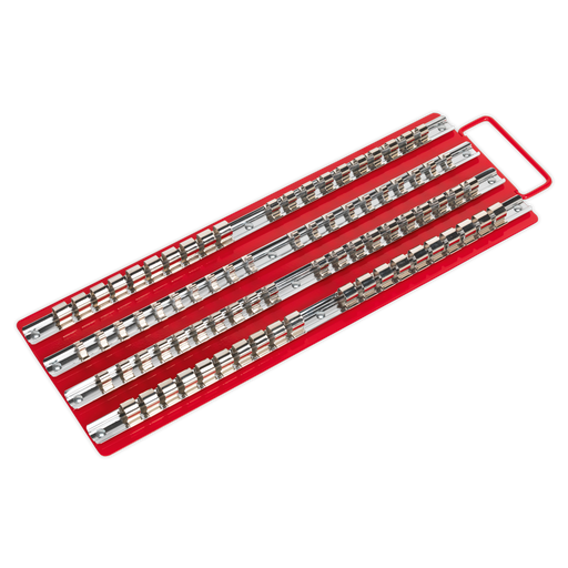 Sealey - AK271 Socket Rail Tray Red 1/4", 3/8" & 1/2"Sq Drive Hand Tools Sealey - Sparks Warehouse