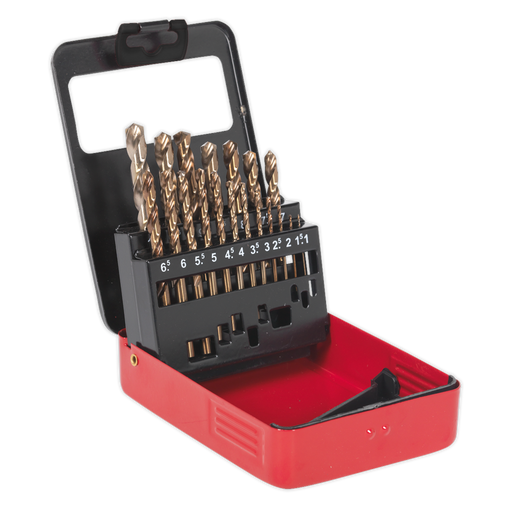 Sealey - AK4701 HSS Cobalt Split Point Fully Ground Drill Bit Set 19pc Metric Consumables Sealey - Sparks Warehouse