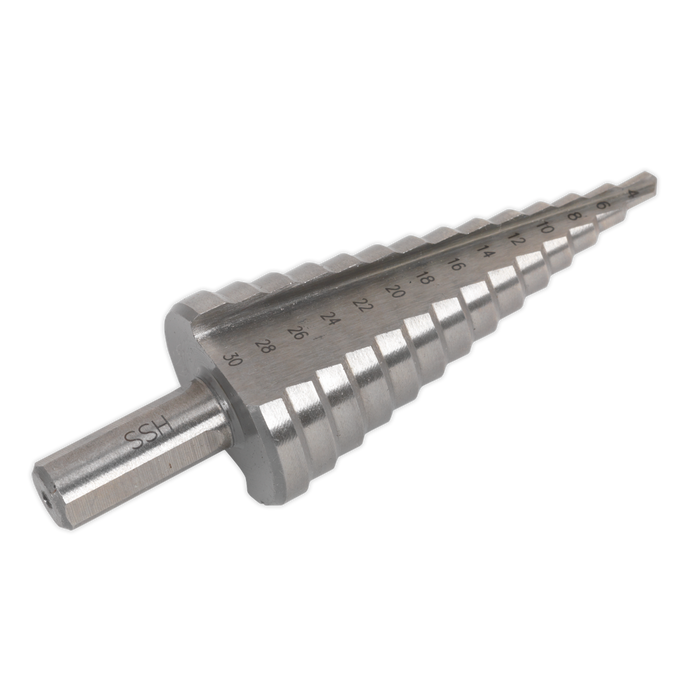 Sealey - AK4732 HSS M2 Step Drill Bit 4-30mm Double Flute Consumables Sealey - Sparks Warehouse