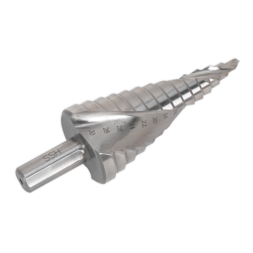 Sealey - AK4742 HSS M2 Step Drill Bit 4-30mm Spiral Flute Consumables Sealey - Sparks Warehouse