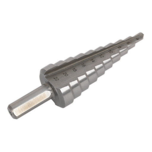 Sealey - AK4744 HSS 4341 Step Drill Bit 4-22mm Double Flute Consumables Sealey - Sparks Warehouse