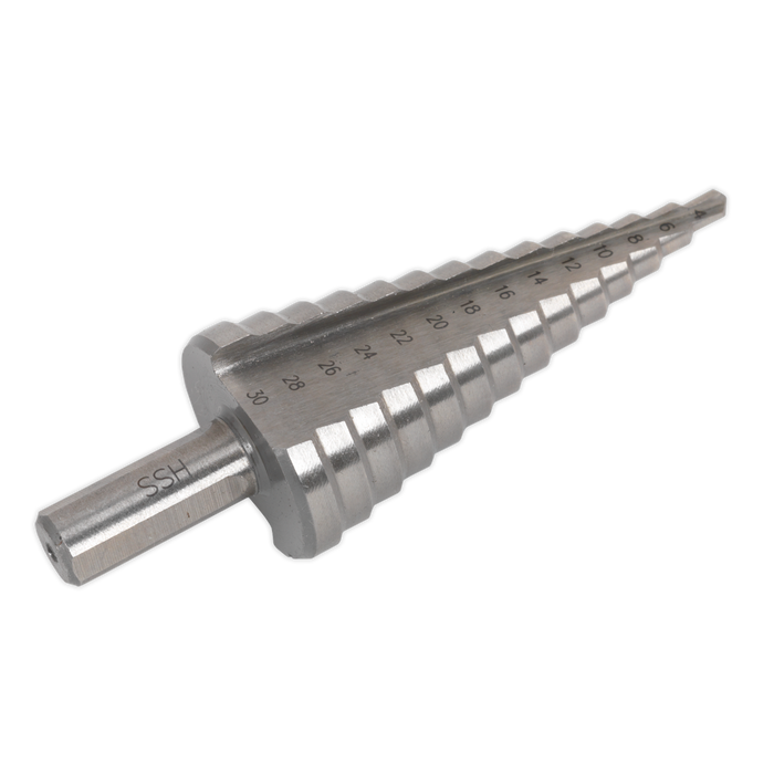 Sealey - AK4745 HSS 4341 Step Drill Bit 4-30mm Double Flute Consumables Sealey - Sparks Warehouse