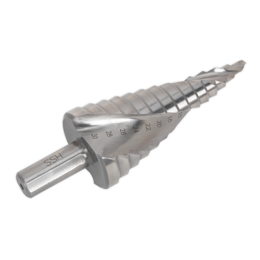 Sealey - AK4748 HSS 4341 Step Drill Bit 4-30mm Spiral Flute Consumables Sealey - Sparks Warehouse