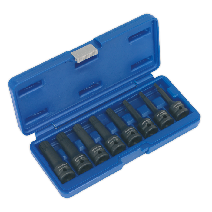 Sealey - AK5604 Impact Spline Socket Bit Set 8pc 1/2"Sq Drive Hand Tools Sealey - Sparks Warehouse