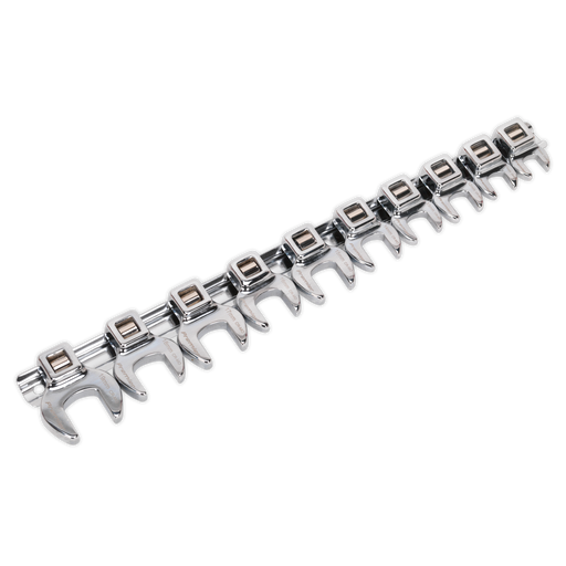 Sealey - AK5989 Crow's Foot Open End Spanner Set 10pc 3/8"Sq Drive Metric Hand Tools Sealey - Sparks Warehouse