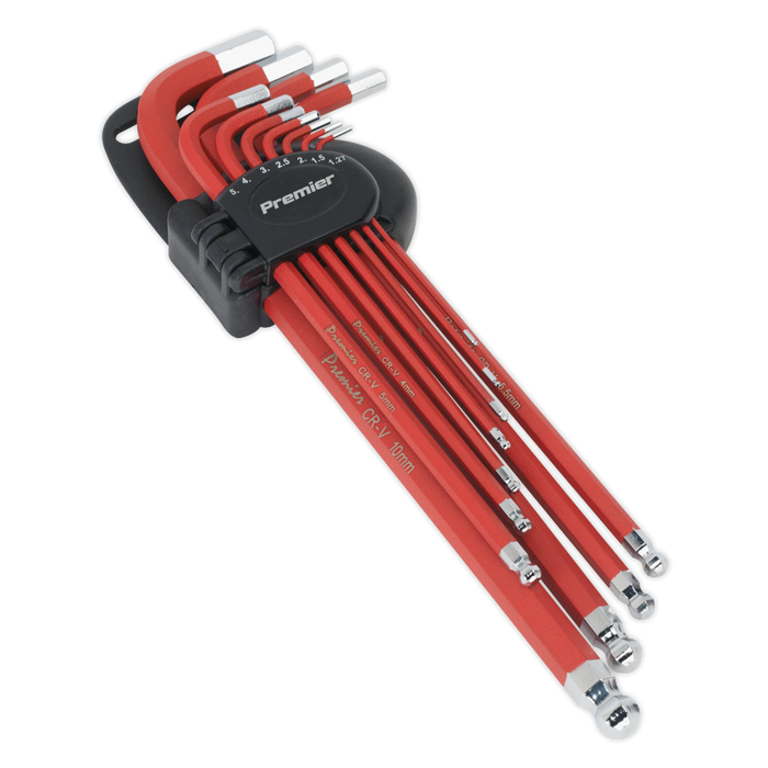 Sealey - AK7164 Ball-End Hex Key Set 11pc Anti-Slip Extra-Long Metric Hand Tools Sealey - Sparks Warehouse