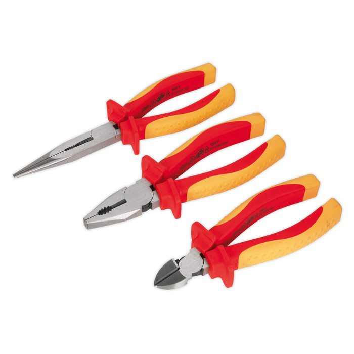 Sealey - AK83452 Pliers Set 3pc VDE Approved Hand Tools Sealey - Sparks Warehouse