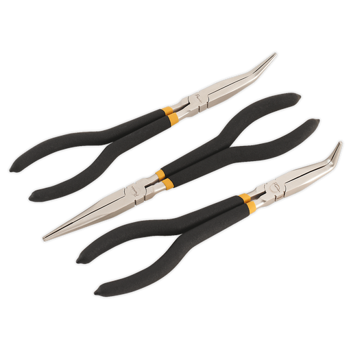 Sealey - AK930 Needle Nose Pliers Set 3pc 280mm Ni-Fe Finish Hand Tools Sealey - Sparks Warehouse