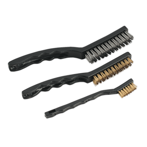 Sealey - AK9801 Wire Brush Set Auto Engineer's 3pc Machine Shop Sealey - Sparks Warehouse