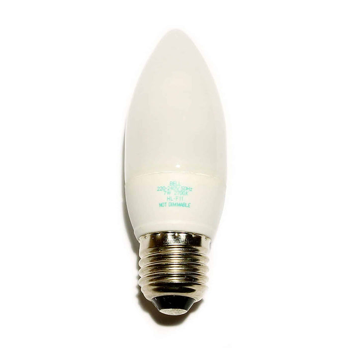 Bell 00763 Non-Dimmable 7W Energy Saving Fluorescent ES Edison Screw E27 Candle Warm 2700K
 290lm Opal Light Bulb