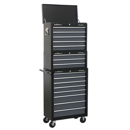 Sealey AP35STACK - Tool Chest Combination 16 Drawer with Ball Bearing Slides - Black/Grey Storage & Workstations Sealey - Sparks Warehouse