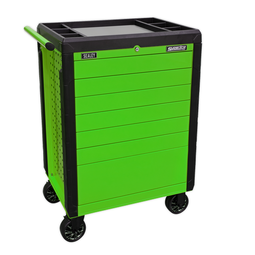 Sealey APPD7G - Rollcab 7 Drawer Push-To-Open Hi-Vis Green Storage ＆ Workstations Sealey - Sparks Warehouse
