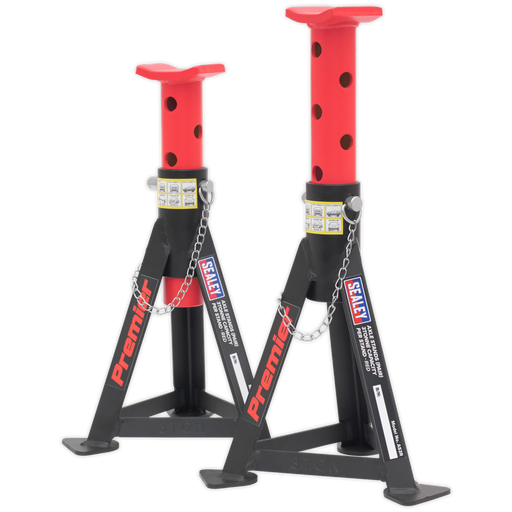 Sealey - AS3R Axle Stands (Pair) 3tonne Capacity per Stand - Red Jacking & Lifting Sealey - Sparks Warehouse