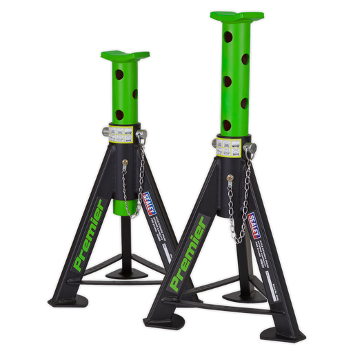 Sealey - AS6G Axle Stands (Pair) 6tonne Capacity per Stand - Green Jacking & Lifting Sealey - Sparks Warehouse