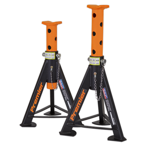 Sealey - AS6O Axle Stands (Pair) 6tonne Capacity per Stand - Orange Jacking & Lifting Sealey - Sparks Warehouse