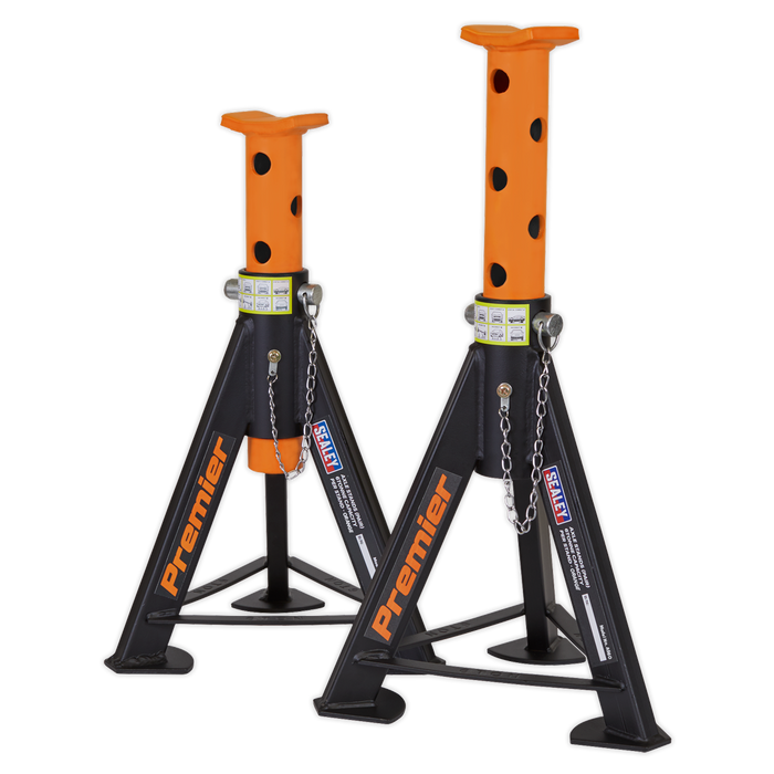 Sealey - AS6O Axle Stands (Pair) 6tonne Capacity per Stand - Orange Jacking & Lifting Sealey - Sparks Warehouse
