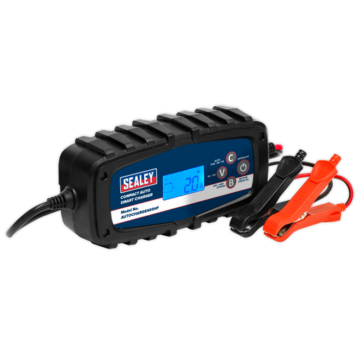 Sealey - AUTOCHARGE400HF Compact Auto Smart Charger 4A 9-Cycle 6/12V - Lithium Garage & Workshop Sealey - Sparks Warehouse