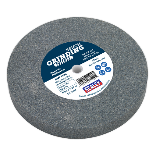 Sealey - BG200/15 Grinding Stone Ø200 x 25mm Ø16mm Bore A60P Fine Consumables Sealey - Sparks Warehouse