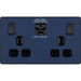 BG Evolve - PCDDB22UAC30B - Matt Blue (Black) Double Switched 13A Power Socket + USB C 30W + USB A (2.1A) BG - Evolve - Screwless Matt Blue BG - Sparks Warehouse