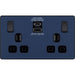 BG Evolve - PCDDB22UAC30B - Matt Blue (Black) Double Switched 13A Power Socket + USB C 30W + USB A (2.1A) BG - Evolve - Screwless Matt Blue BG - Sparks Warehouse