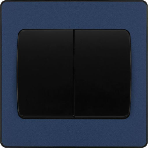 BG Evolve - PCDDB42WB - Matt Blue (Black) Double Light Switch, 20A 16AX, 2 Way, Wide Rocker BG - Evolve - Screwless Matt Blue BG - Sparks Warehouse