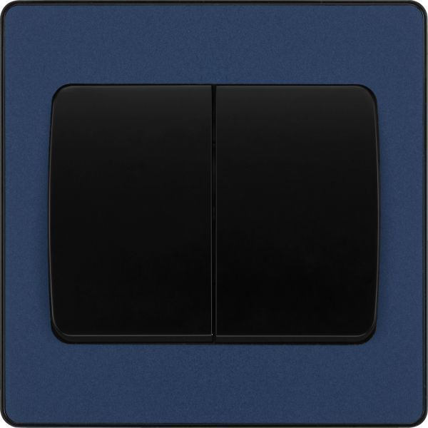 BG Evolve - PCDDB42WB - Matt Blue (Black) Double Light Switch, 20A 16AX, 2 Way, Wide Rocker BG - Evolve - Screwless Matt Blue BG - Sparks Warehouse