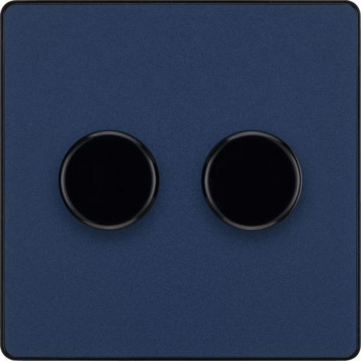 BG Evolve - PCDDB82B - Matt Blue (Black) Trailing Edge LED 200W Double Dimmer Switch, 2-Way Push On/Off BG - Evolve - Screwless Matt Blue BG - Sparks Warehouse