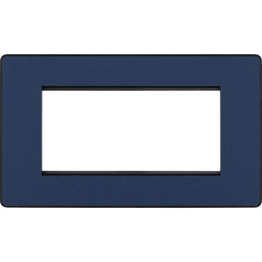 BG Evolve - PCDDBEMR4B - Matt Blue (Black) Quadruple Rectangular Front Plate (100 X 50) BG - Evolve - Screwless Matt Blue BG - Sparks Warehouse