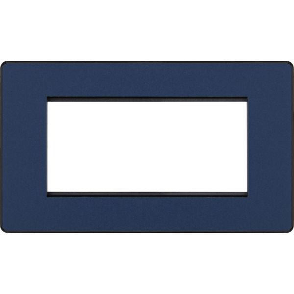 BG Evolve - PCDDBEMR4B - Matt Blue (Black) Quadruple Rectangular Front Plate (100 X 50) BG - Evolve - Screwless Matt Blue BG - Sparks Warehouse