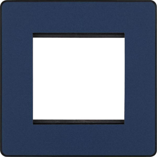 BG Evolve - PCDDBEMS2B - Matt Blue (Black) Twin Euro Module Apeture Single Front Plate (50 X 50) BG - Evolve - Screwless Matt Blue BG - Sparks Warehouse