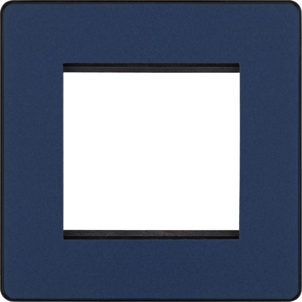 BG Evolve - PCDDBEMS2B - Matt Blue (Black) Twin Euro Module Apeture Single Front Plate (50 X 50) BG - Evolve - Screwless Matt Blue BG - Sparks Warehouse