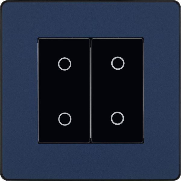BG Evolve - PCDDBTDS2B - Matt Blue (Black) 200W Double Touch Dimmer Switch, 2-Way Secondary BG - Evolve - Screwless Matt Blue BG - Sparks Warehouse