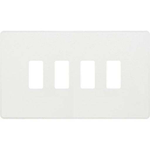 BG RPCDCL4W Evolve 4 Gang Grid Front Plate - Pearlescent White - White Trim Evolve Grid BG - Sparks Warehouse