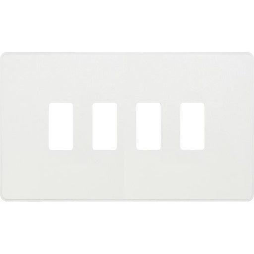 BG RPCDCL4W Evolve 4 Gang Grid Front Plate - Pearlescent White - White Trim Evolve Grid BG - Sparks Warehouse