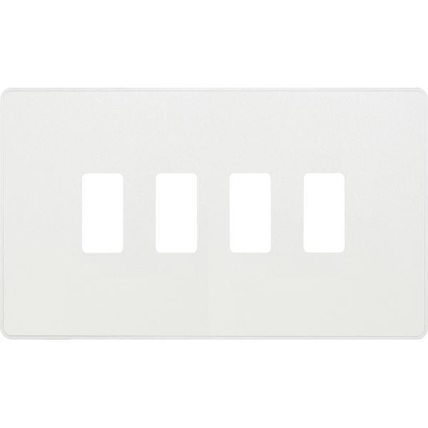 BG RPCDCL4W Evolve 4 Gang Grid Front Plate - Pearlescent White - White Trim Evolve Grid BG - Sparks Warehouse