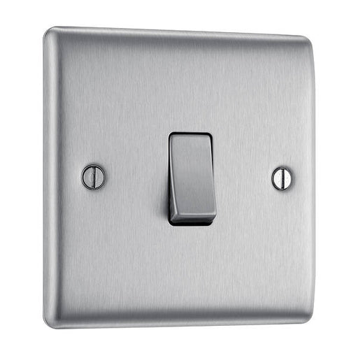 BG Nexus NBS12 Brushed Steel Single Gang 2 Way Light Switch BG Nexus Metal - Brushed Steel BG - Sparks Warehouse