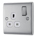 BG Nexus NBS21W Brushed Steel 13A 1G Double Pole Switched Socket White Inserts BG Nexus Metal - Brushed Steel BG - Sparks Warehouse