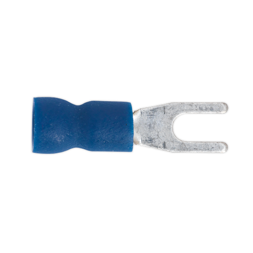 Sealey - BT13 Easy-Entry Fork Terminal Ø3.7mm (4BA) Blue Pack of 100 Consumables Sealey - Sparks Warehouse