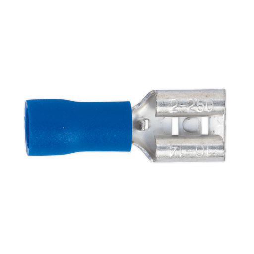 Sealey - BT20 Push-On Terminal 6.3mm Female Blue Pack of 100 Consumables Sealey - Sparks Warehouse