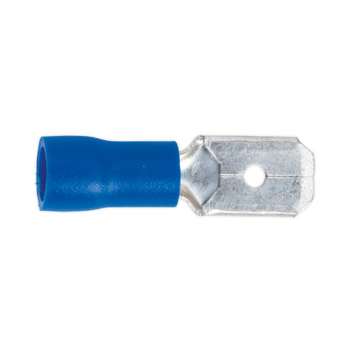 Sealey - BT21 Push-On Terminal 6.3mm Male Blue Pack of 100 Consumables Sealey - Sparks Warehouse