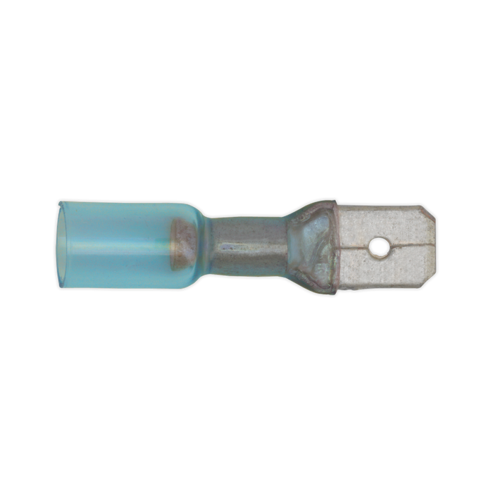 Sealey - BTSPM25 Heat Shrink Push-On Terminal 6.3mm Male Blue Pack of 25 Consumables Sealey - Sparks Warehouse