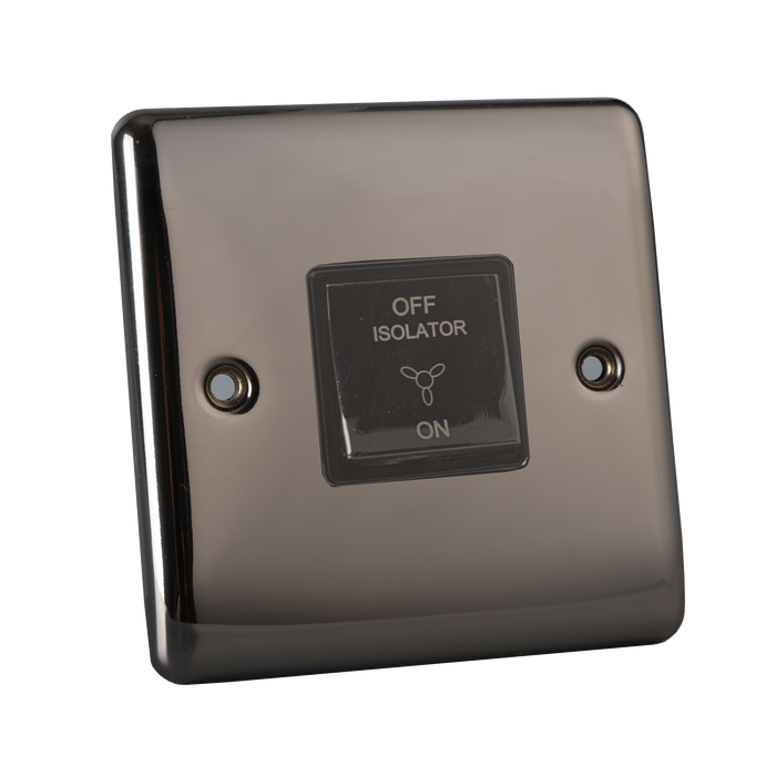 Caradok 1 Gang 3-pole Fan Isolator Switch - Black Nickel, Metal Switch Caradok - The Curve - Black Nickel Caradok - Sparks Warehouse