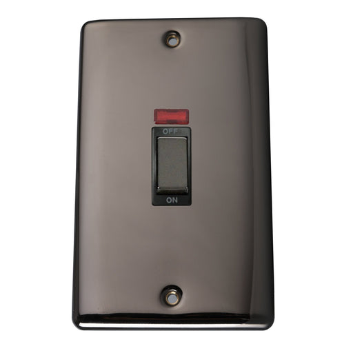 Caradok 45A 1gang double pole switch+neon double plate (86×146) Black Nickel, Metal Switch Caradok - The Curve - Black Nickel Caradok - Sparks Warehouse