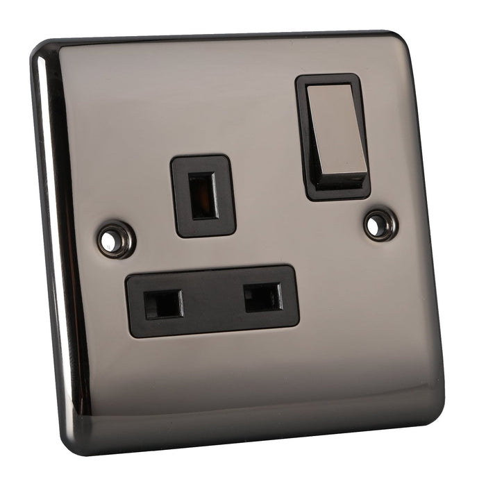 Caradok 1 Gang Double Pole Switched Socket - Black Nickel Caradok - The Curve - Black Nickel Caradok - Sparks Warehouse